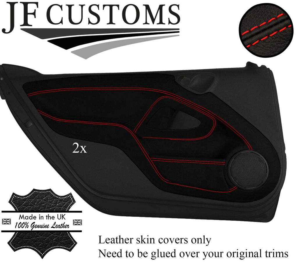 RED STITCH 2X FRONT DOOR TRIM KIT LEATHER COVERS FOR SMART FORTWO 451 07-14