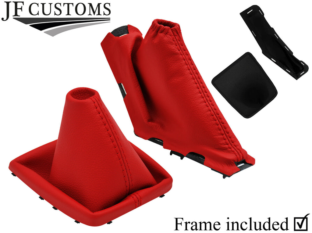 RED  TOP GRAIN LEATHER GEAR+HANDBRAKE+PLASTIC FRAMES FOR FORD FOCUS MK2 08-11