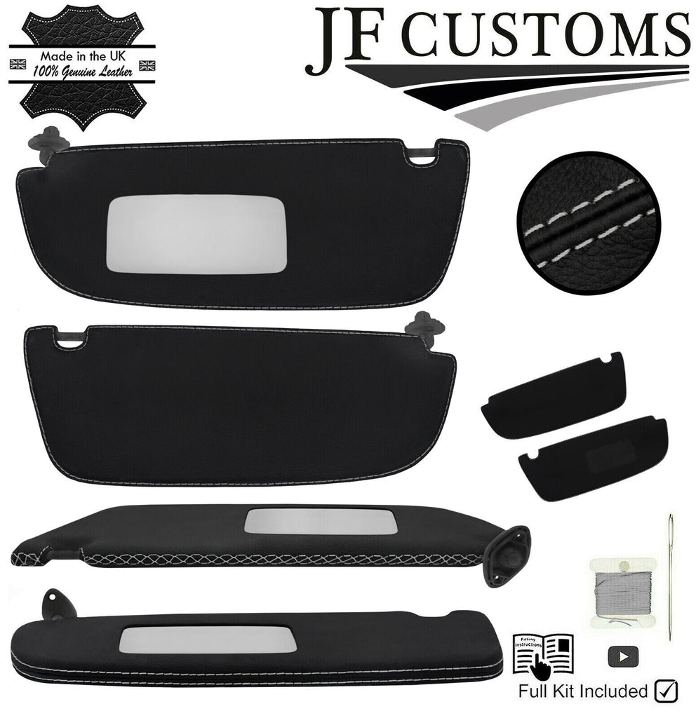 L GREY CROSS STITCH LEATHER 2X SUN VISOR COVERS FOR VAUXHALL CORSA B 93-00