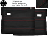 RED STITCH 2X FRONT DOOR CARD LUXE SUEDE COVERS FITS DEFENDER 90 110 STYLE 2
