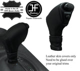 BLACK STITCH AUTOMATIC KNOB REAL LEATHER COVERS FOR TOYOTA SUPRA MK4 1993-2002