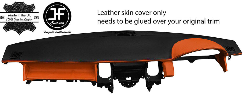 BLACK & ORANGE TOP DASH DASHBOARD REAL LEATHER COVER FOR RANGE ROVER SPORT 05-09