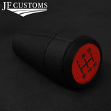 FITS SUBARU IMPREZA WRX STI 08-14 RED & BLACK LEATHER SCREW-ON KNOB V2