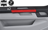 BLACK & RED STRIPE 2X DOOR HANDLE LEATHER COVERS FITS VW T6 TRANSPORTER 16-19