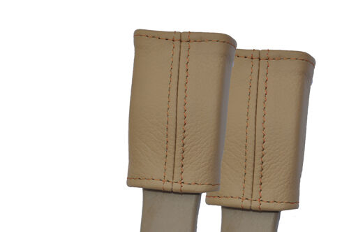BEIGE LEATHER 2X SEAT BELT STALK SKIN COVERS FITS MG MGR V8 1992-1995 CUSTOM NEW