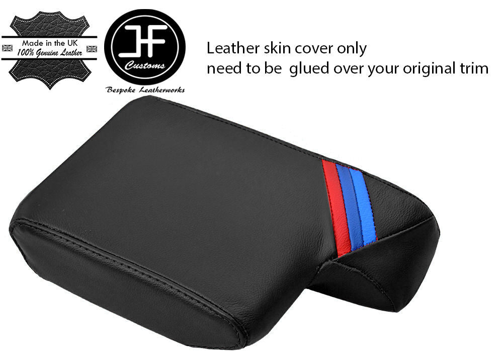 BLACK LEATHER TRI STRIPES ARMREST ARM REST COVER FOR BMW SERIES 3 E36 91-99