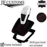 RED STITCH LEATHER AUTO AUTOMATIC DCT GEAR GAITER+FRAME FOR BMW X1 E84 12-14