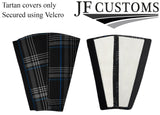 GREY STITCH BLUE TARTAN 2X SEAT BELT TALL COVERS FOR VW CADDY MK4 2016-2021