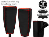 RED  STITCH REAL LEATHER 2X SEAT BELT STALK TALL COVER FITS ASTON MARTIN DB9