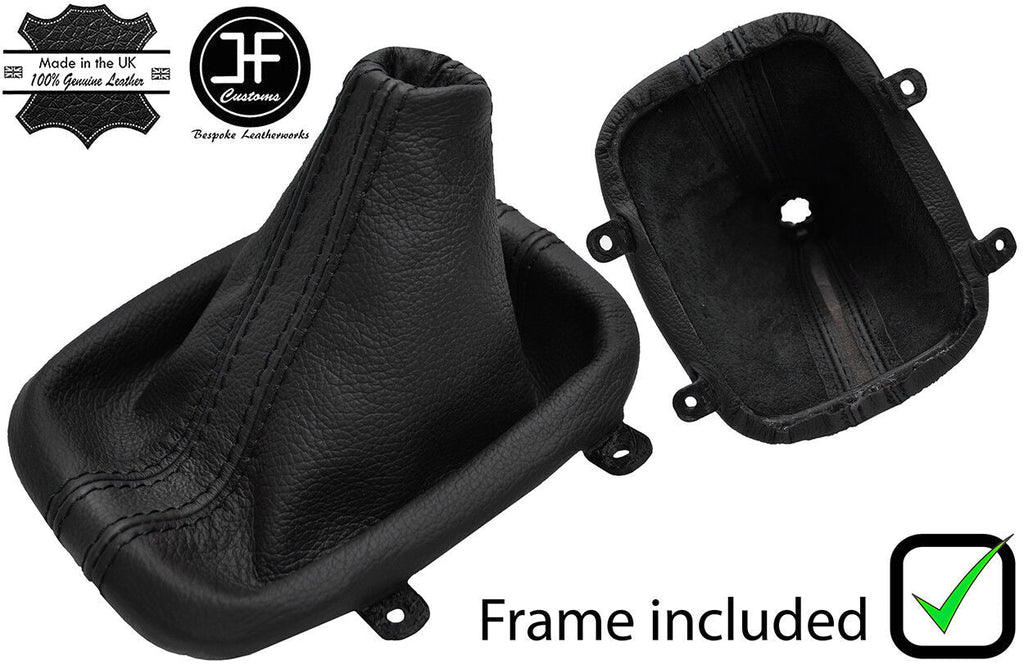 BLACK & BLACK STRIPE LEATHER GEAR GAITER+PLASTIC FRAME FOR NISSAN S13 1988-1993