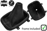 BLACK & BLACK STRIPE LEATHER GEAR GAITER+PLASTIC FRAME FOR NISSAN S13 1988-1993