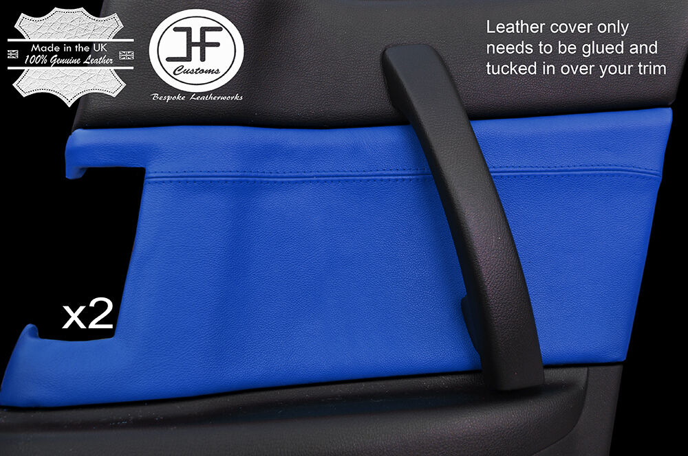 BLUE LEATHER 2X REAR DOOR CARD TRIM LEATHER COVERS FOR MAZDA RX8 03-12 STYLE 2