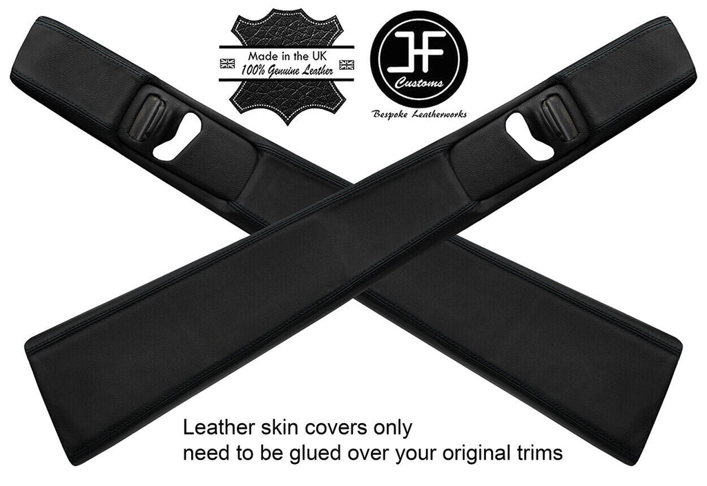 BLACK STITCH 2X B PILLAR REAL LEATHER COVERS FOR MERCEDES S CLASS SE W126 79-91