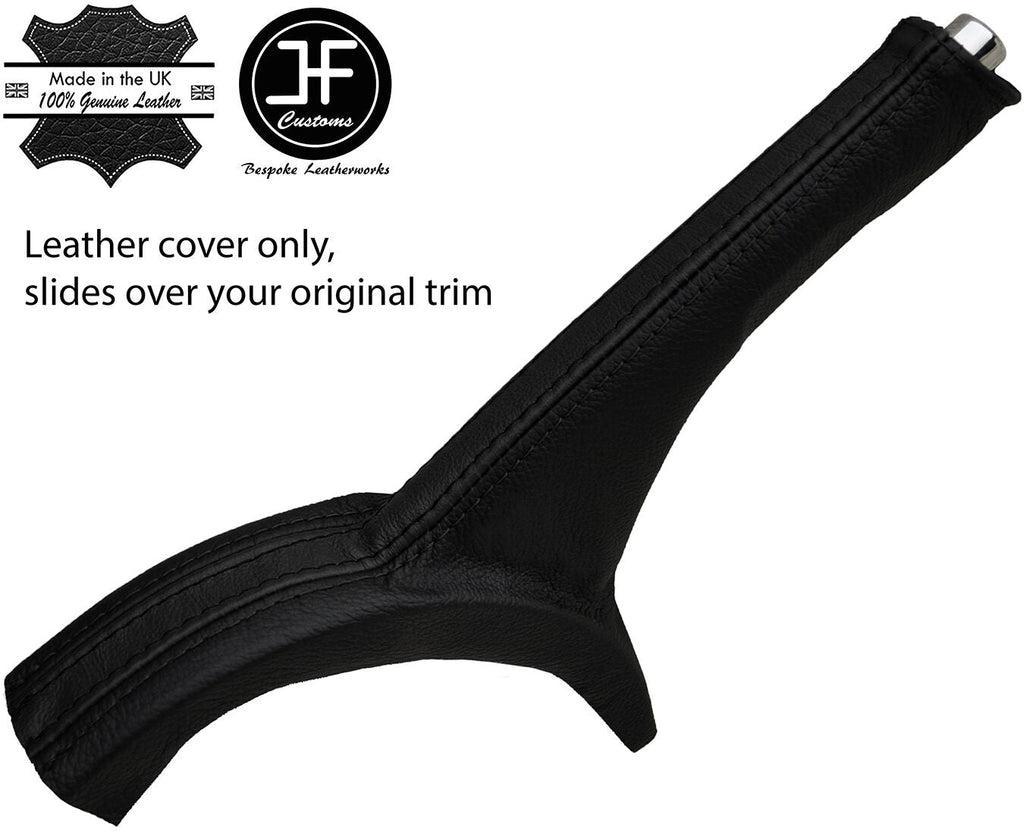 BLACK & BLACK STRIPE REAL LEATHER HANDBRAKE GAITER FITS SEAT IBIZA FR 2012-2016