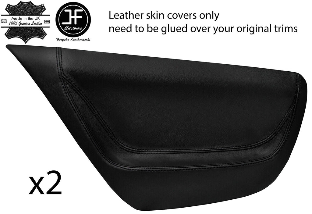 BLACK & BLACK 2X REAR DOOR CARD TRIM LEATHER COVERS FOR VW LUPO 1998-05 STYLE 2