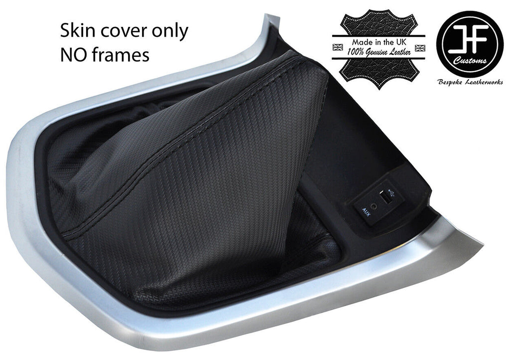 BLACK STITCH CARBON FIBER VINYL MANUAL GEAR GAITER FITS NAVARA NP300 D23 15-17