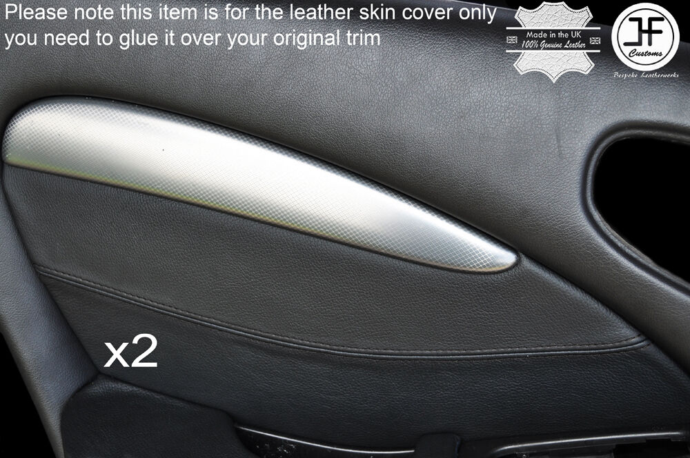 BLACK STITCH 2X REAR DOOR CARD TRIM LEATHER COVERS FITS JAGUAR S TYPE 1999-2007