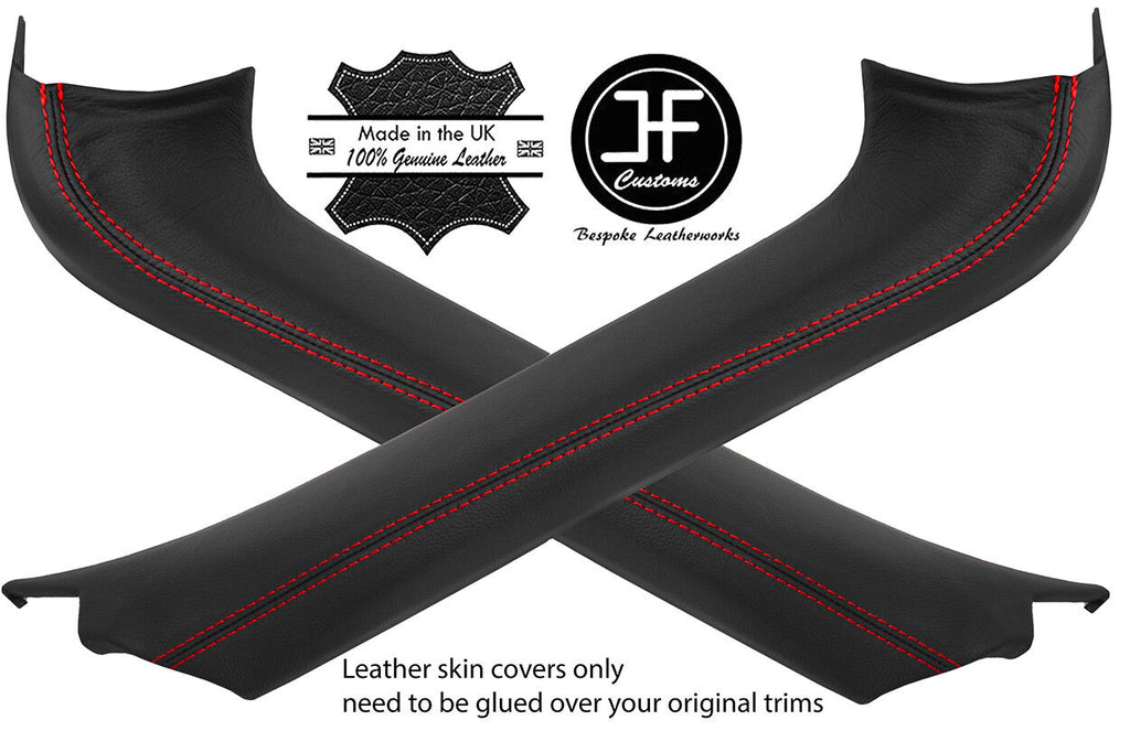 RED STITCH 2X A PILLAR LEATHER COVERS FOR PORSCHE CARRERA 911 996 CONVERTIBLE