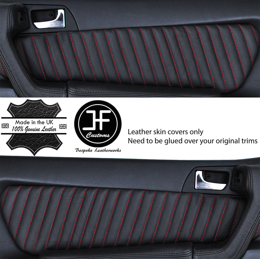 RED  STITCH 2X DOOR CARD TRIM LEATHER COVERS FOR ALFA ROMEO GTV 916 STYLE 2