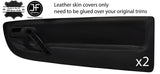BLACK&BLACK LEATHER 2X FRONT DOOR CARD TRIM COVERS FITS VW LUPO 98-05 STYLE 2