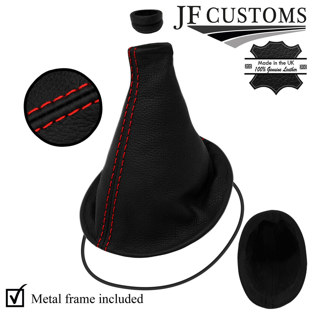 RED STITCH LEATHER GEAR GAITER &BOTTOM FRAME &TOP RING FOR TOYOTA YARIS 03-05