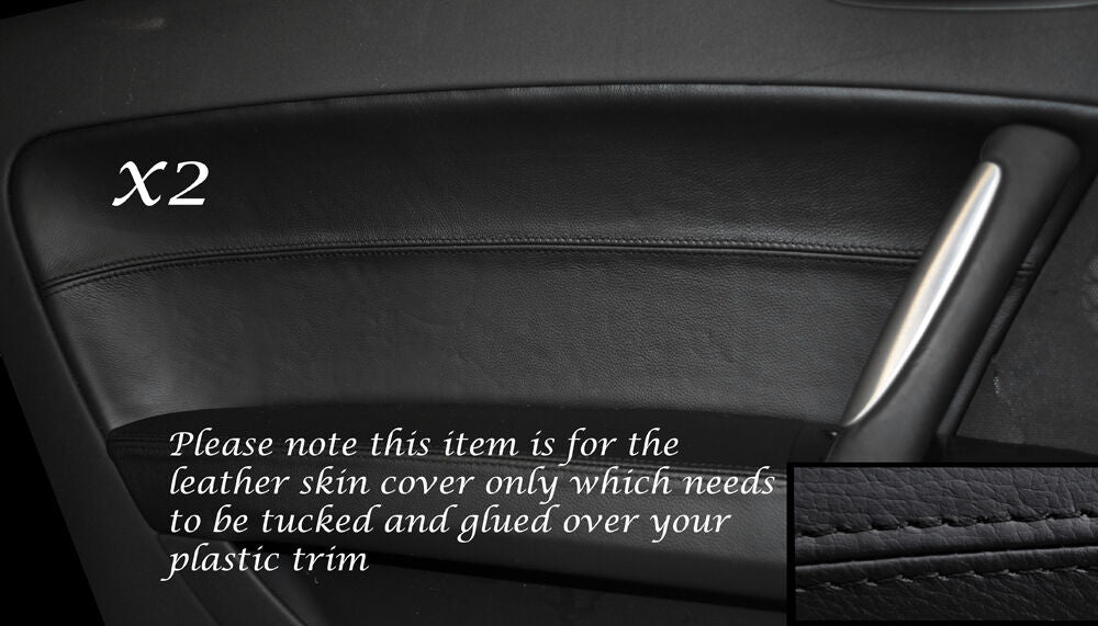 BLACK STITCHING 2X DOOR CARD LEATHER SKIN COVERS FITS AUDI TT MK2 2006-2014