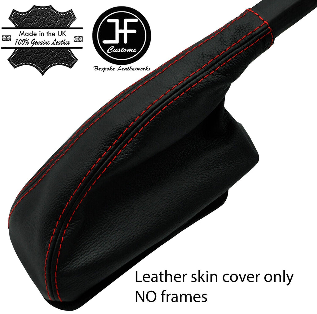 RED STITCH LEATHER COVER HANDBRAKE GAITER OVER RUBBER FOR FORD GRANADA MK1