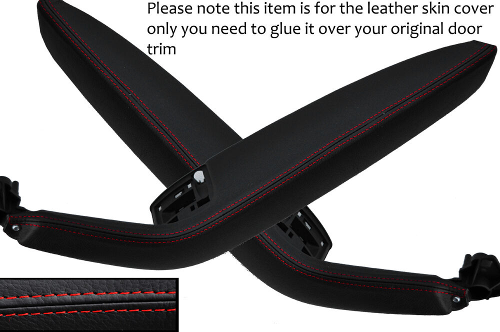 RED STITCH 2X FRONT DOOR HANDLE ARMREST COVERS FITS AUDI A3 8P S3 04-12 5DR