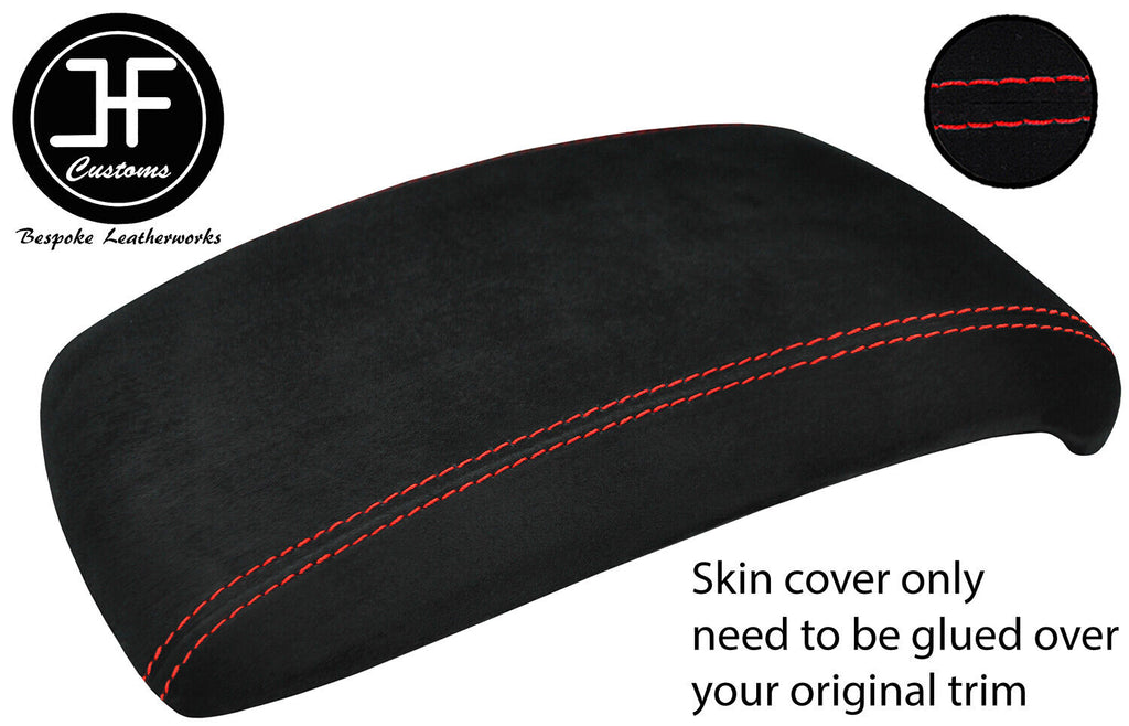 RED STITCHING SUEDE ARMREST LID COVER FITS NISSAN JUKE 2010-2019 CUSTOM NEW