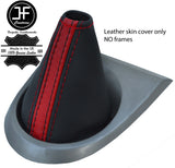 BLACK & RED STRIPE REAL LEATHER GEAR GAITER FOR HONDA CIVIC FK2 TYPE S 06-12