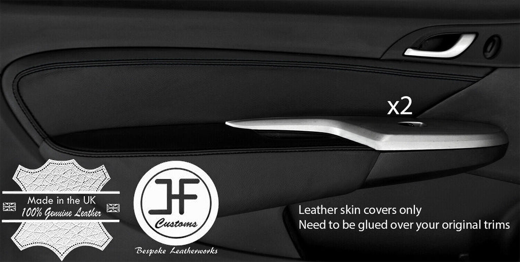 BLACK STICH 2X DOOR CARD TRIM LEATHER COVER FOR HONDA CIVIC TYPE R 06-12 STYLE2