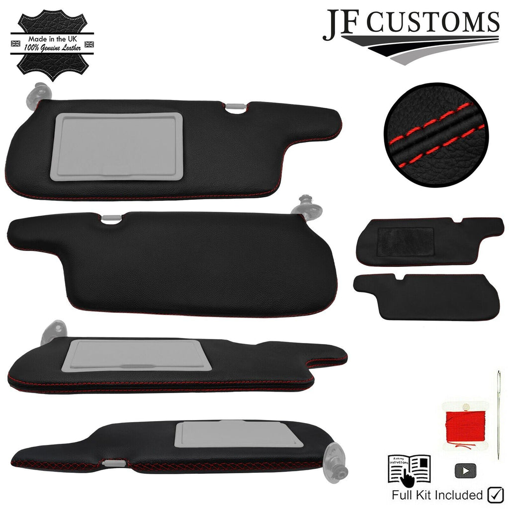 RED CROSS STITCH LEATHER 2X SUN VISOR COVERS FITS DATSUN 280ZX 1979-1983
