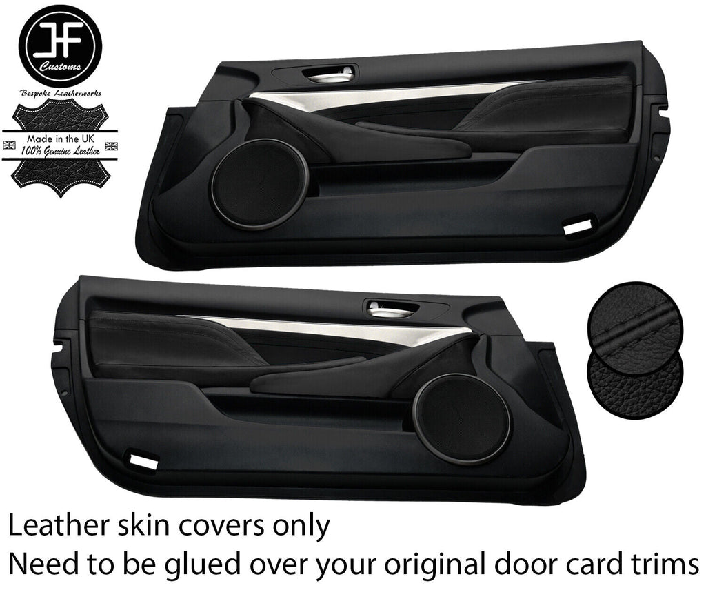 BLACK BLACK 2X DOOR CARD TRIM LEATHER COVERS FOR LEXUS RC 200 300 350 14-20