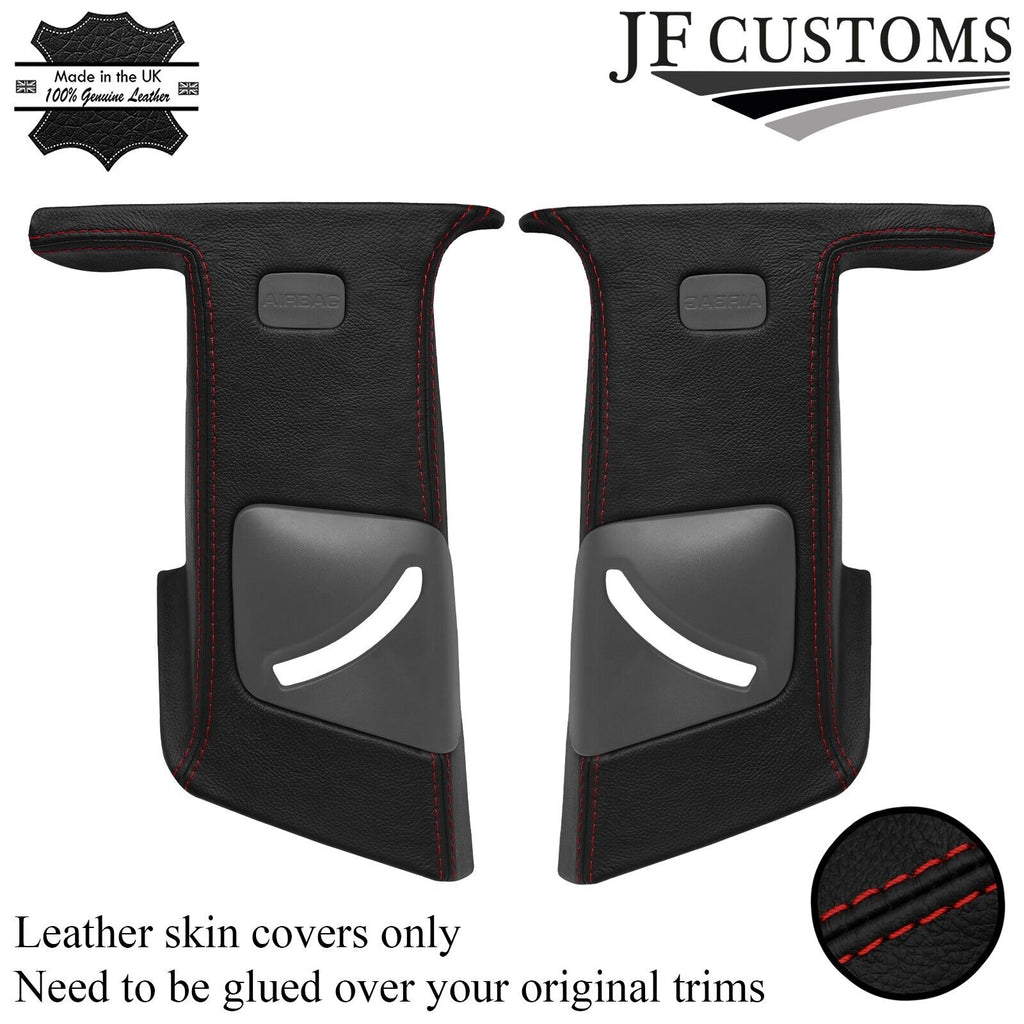 FOR CHEVROLET CAMARO 16-20 D RED STITCH LEATHER 2X UPPER B PILLAR COVER