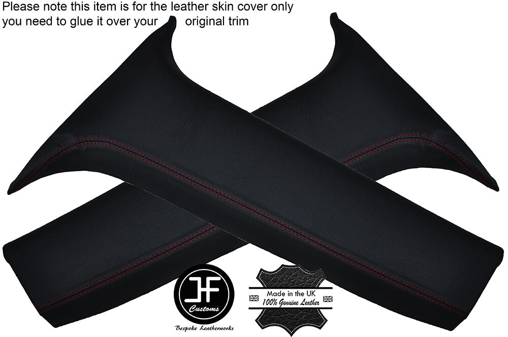 RED STITCH 2X LOWER B PILLAR LEATHER COVERS FITS ROVER 25 MG ZR 1999-2005