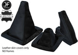 BLACK LEATHER & BLACK SUEDE GEAR HILOW HANDBRAKE FOR LAND ROVER DISCOVERY 96-04