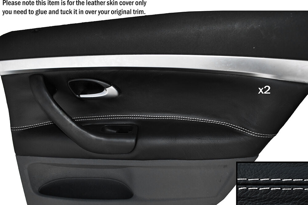 WHITE STITCH 2X REAR DOOR CARD TRIM LEATHER SKIN COVER FITS SAAB 93 9-3 03-12