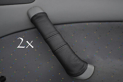 FITS SKODA OCTAVIA 2X DOOR HANDLE COVERS BLACK LEATHER  black stitching