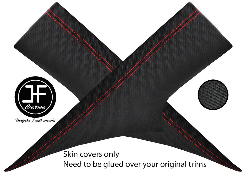 RED STITCH 2X REAR C PILLAR CARBON VINYL COVERS FITS CHEVROLET CAMARO 10-15