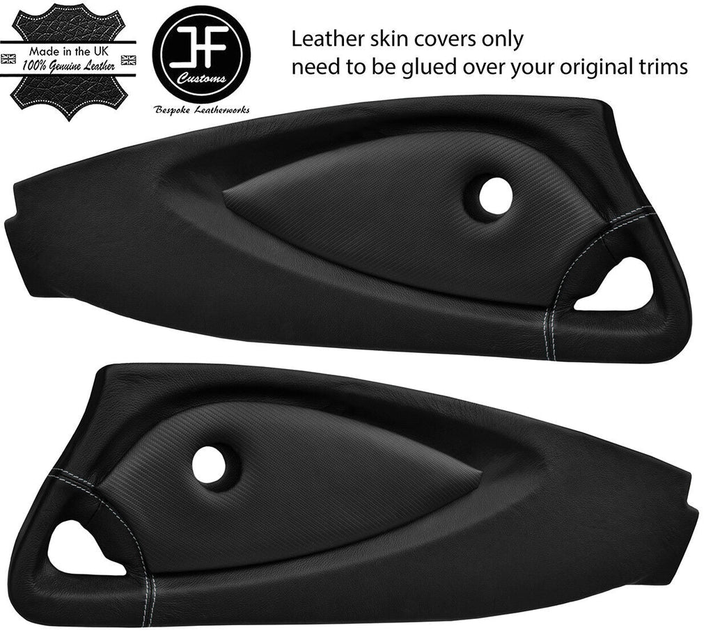 GREY STITCH 2X DOOR CARD LEATHER & CARBON VINYL COVER FOR LOTUS ELISE EXIGE S2