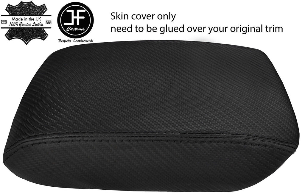 BLACK STITCHING CARBON FIBER VINYL ARMREST LID FOR AUDI A4 B8 08-15 CUSTOM NEW