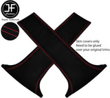 RED STITCH 2X LOWER B PILLAR SUEDE COVERS FITS FORD FOCUS MK1 98-04 5 DOOR