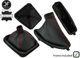 RED STITCH PERFORATED LEATHER GAITER SET+PLASTIC FRAME FOR ALFA ROMEO 159