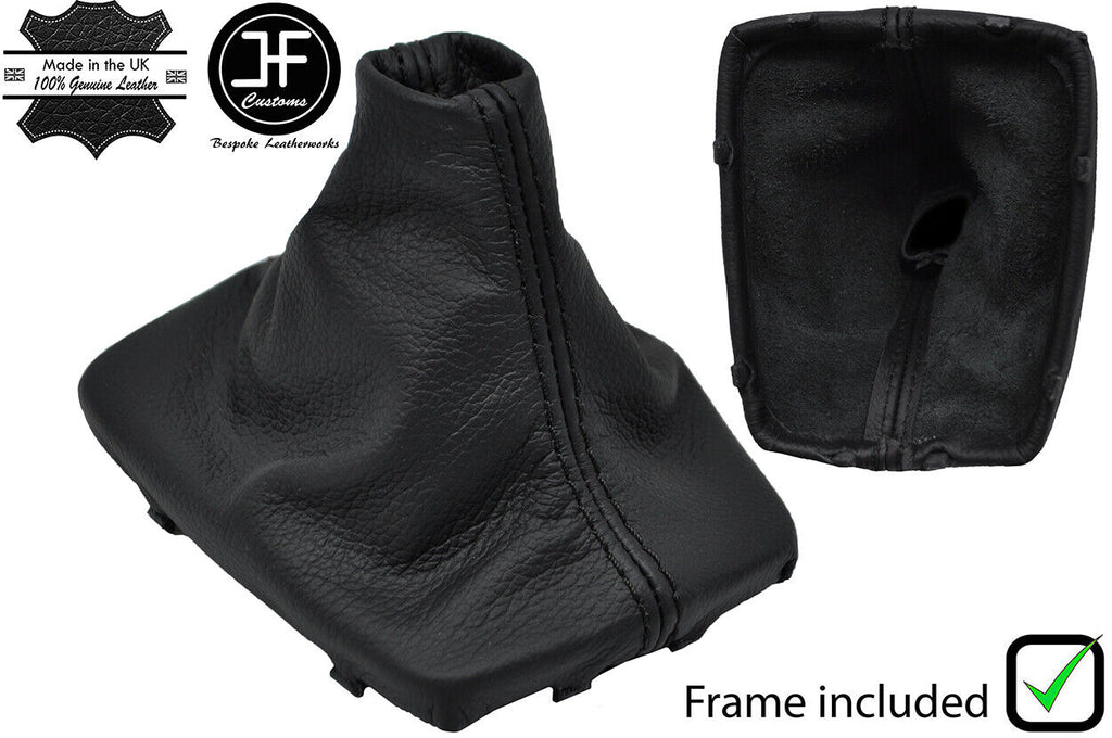 BLACK STITCH LEATHER MANUAL GEAR GAITER+PLASTIC FRAME FITS HYUNDAI KONA 17-19