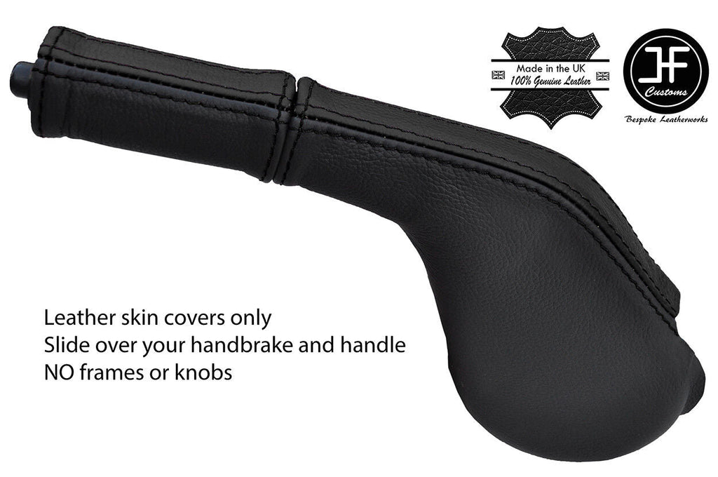 BLACK & BLACK LEATHER HANDBRAKE GAITER & HANDLE COVER FOR MAZDA RX7 FC3S 86-91