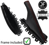 RED STITCH LEATHER HANDBRAKE GAITER+PLASTIC FRAME FOR JAGUAR S-TYPE 1999-2008