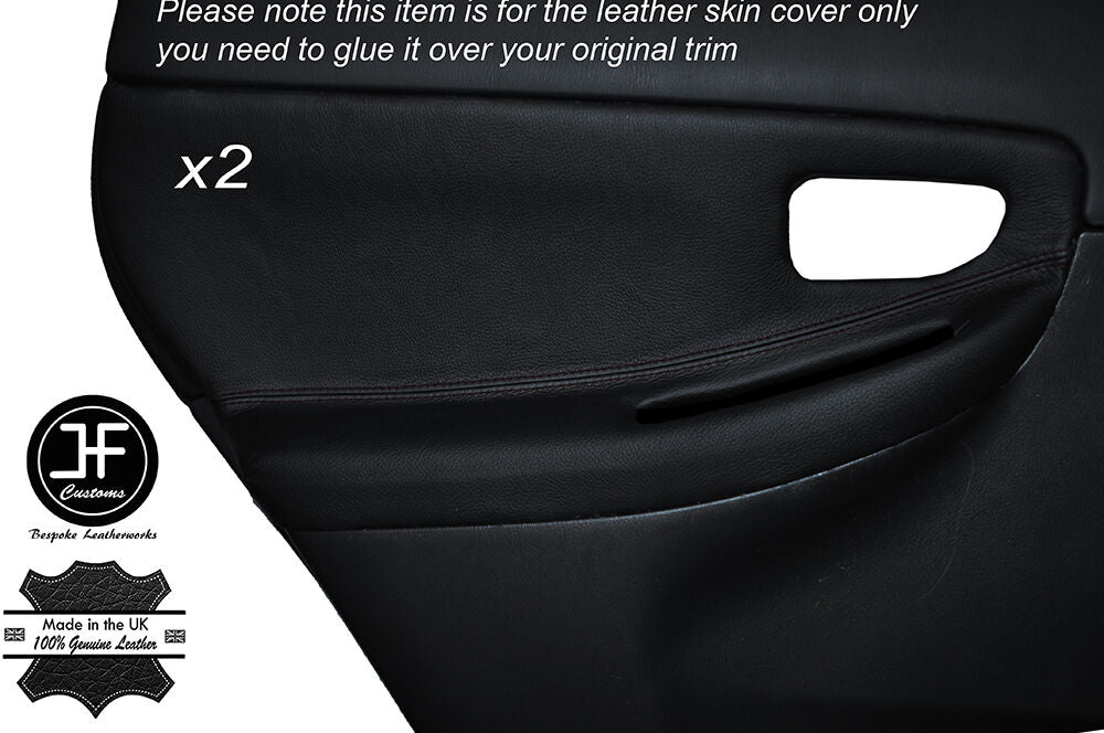 BLACK STITCH 2X REAR DOOR CARD TRIM LEATHER COVER FITS SUBARU IMPREZA WRX 05-07