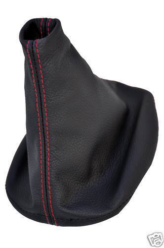 FITS AUDI A3 1996-2000 BLACK REAL LEATHER GEAR GAITER GAITOR RED STITCHING
