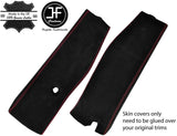 RED STITCHING 2X LOWER B PILLAR SUEDE COVERS FITS VW T5 TRANSPORTER SHUTTLE