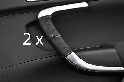 white sttiching FITS VAUXHALL INSIGNIA 08+ 2X REAR DOOR HANDLE LEATHER COVERS